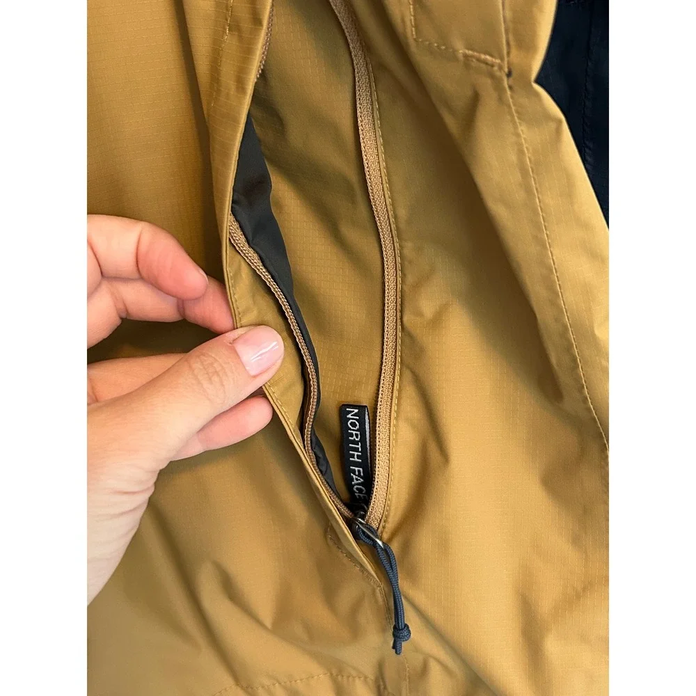 The North Face Mens venture Rain Jacket Blue Mustard Yellow Colorblock Hooded XL